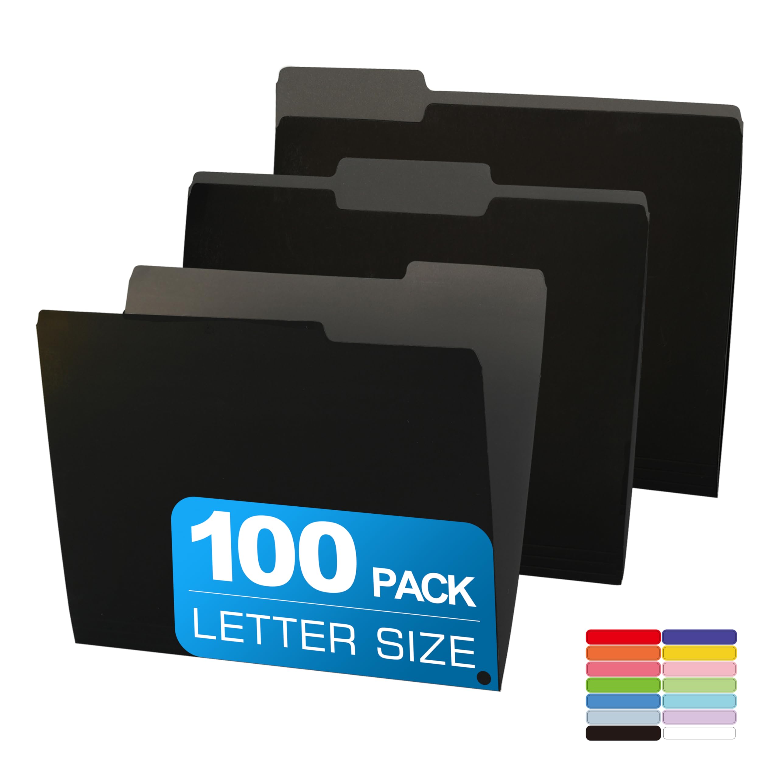 Photo 1 of 100 Packs Colored File Folders,Black File Folders,Two Tone Color File Folder 8.5 x 11 Inch,1/3 Cut Tabs Letter Size,Manila File Folders for Office,School and Home,Organization