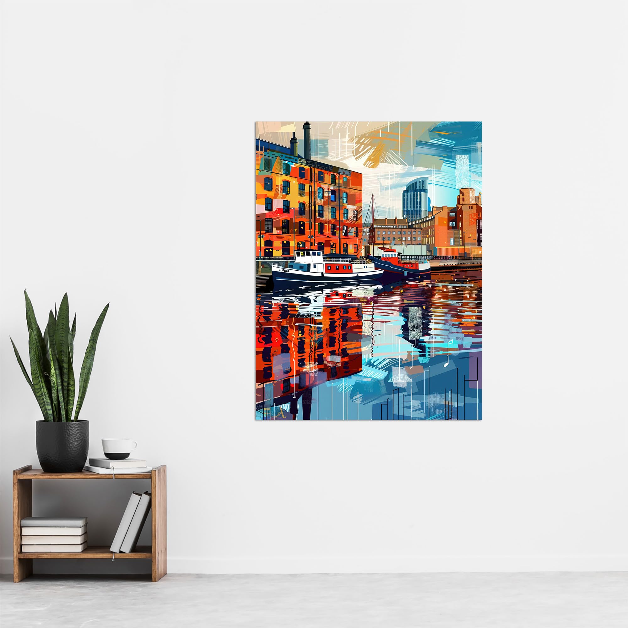 Artery8 Port of Liverpool Colourful Artwork Cityscape Living Room Extra Large XL Wall Art Poster Print, Unframed 24X32", 81L x 61W cm - Image 4