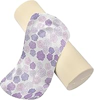 Vista 2 de FRODOTGV Purple Pink Flowers Doodle Decorative Bolster Pillow Cervical Neck Roll Pillow Cover Neck Round Pillow Soft Foam Cylinder Bed Back Support