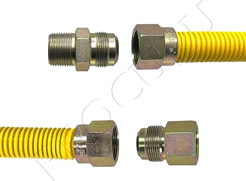Miniatura 10 de PROCURU Kit de conector flexible de gas FIP de 1 pulgada de diámetro x 18 pulgadas de largo x 34 pulgadas MIP x 34 pulgadas, acero inoxidable de