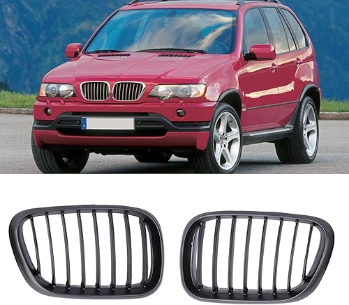 Miniatura 1 de Parrilla de parachoques delantero para BMW E53 X5 2000 2001 2002 2003, negro mate, 2 unidades