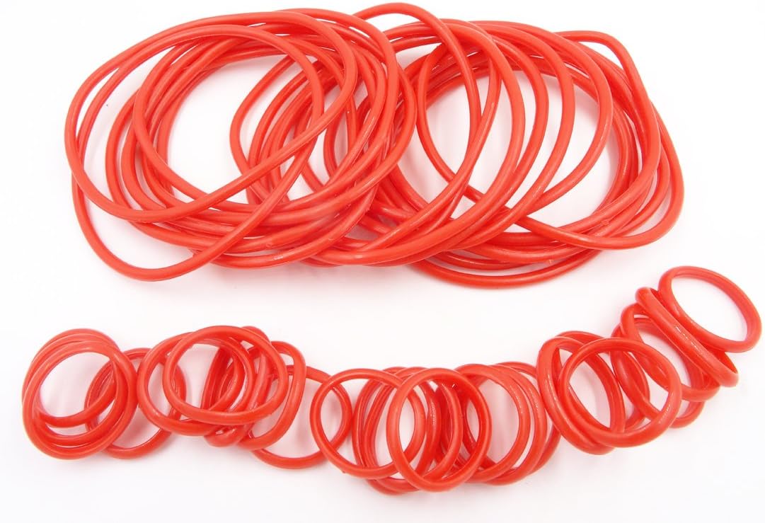 Wtz 36 Piece Red Rubber Gummy Bracelets Silicone Jelly Bracelet & Rings Set