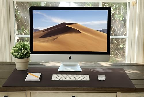 Miniatura 6 de Vine Creations Tapete de cuero grande de 44 x 22 pulgadas, protector de escritorio, alfombrilla de escritorio de piel sintética, alfombrilla grande