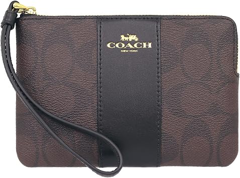 Coach F58035 Small Item Pouch Brown x Black Signature Pouch, Womens Outlet Product