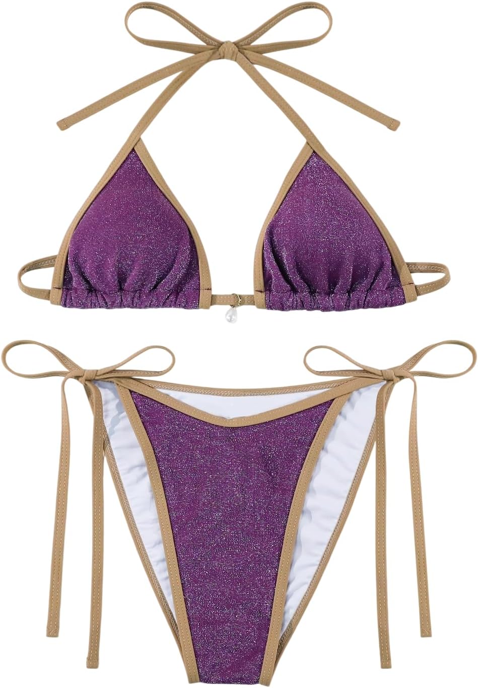 Womens Bikini Sets Sexy Two Piece Swimsuit Triangle String Bathing Suit Halter Tie Swimwear - Image 5