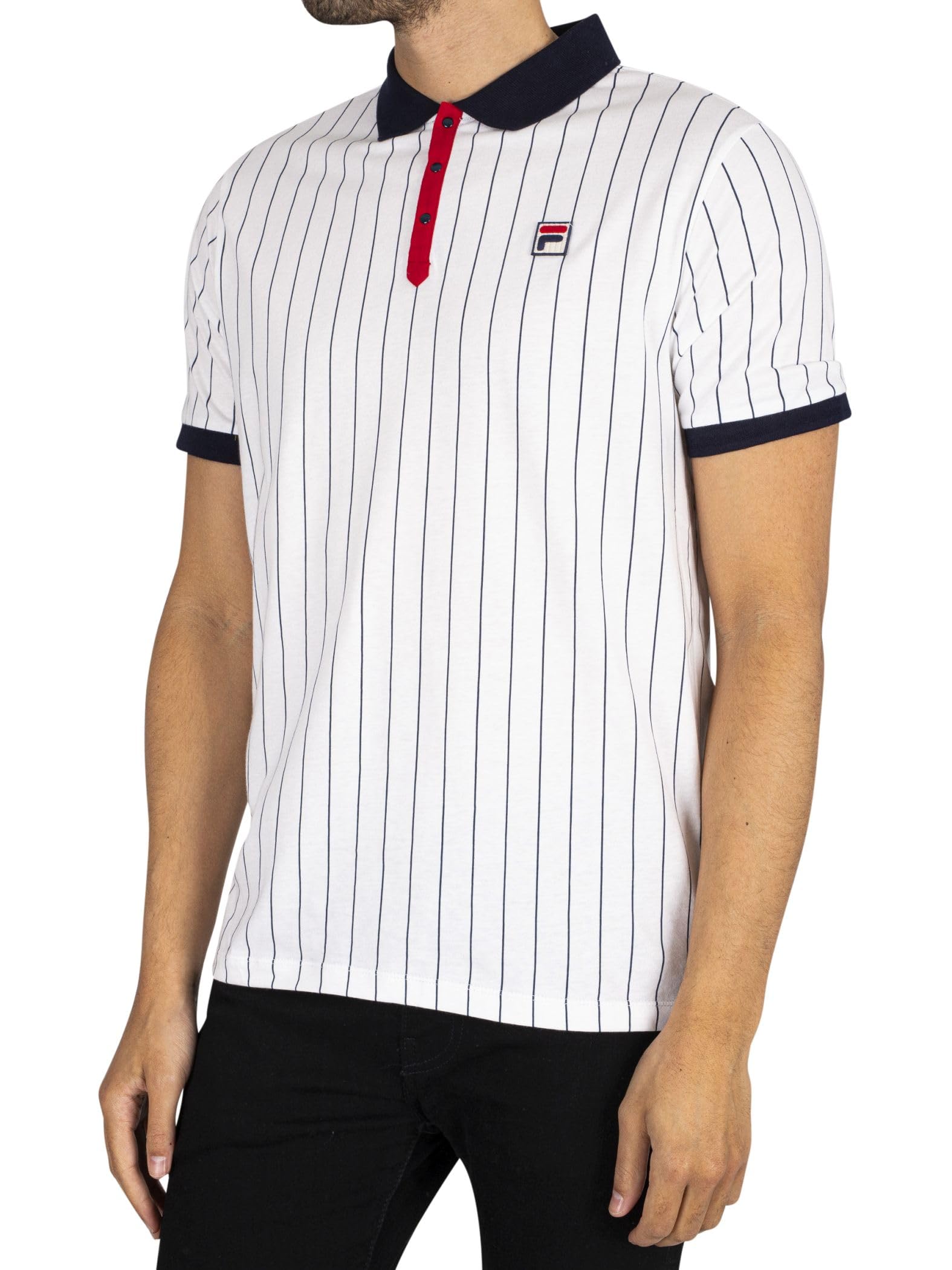 FILA Uomo Polo Classica A Righe Vintage, Navy/Red