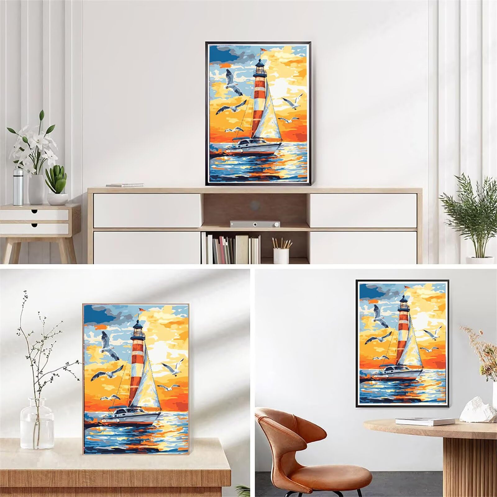 Latarnia morska 5D do malowania diamentami, zestaw do malowania diamentami dla dorosłych i dzieci, malowanie według liczb, obraz diamentowy mewa, 80 x 100 cm, kryształowy haft krzyżykowy, sztuka na