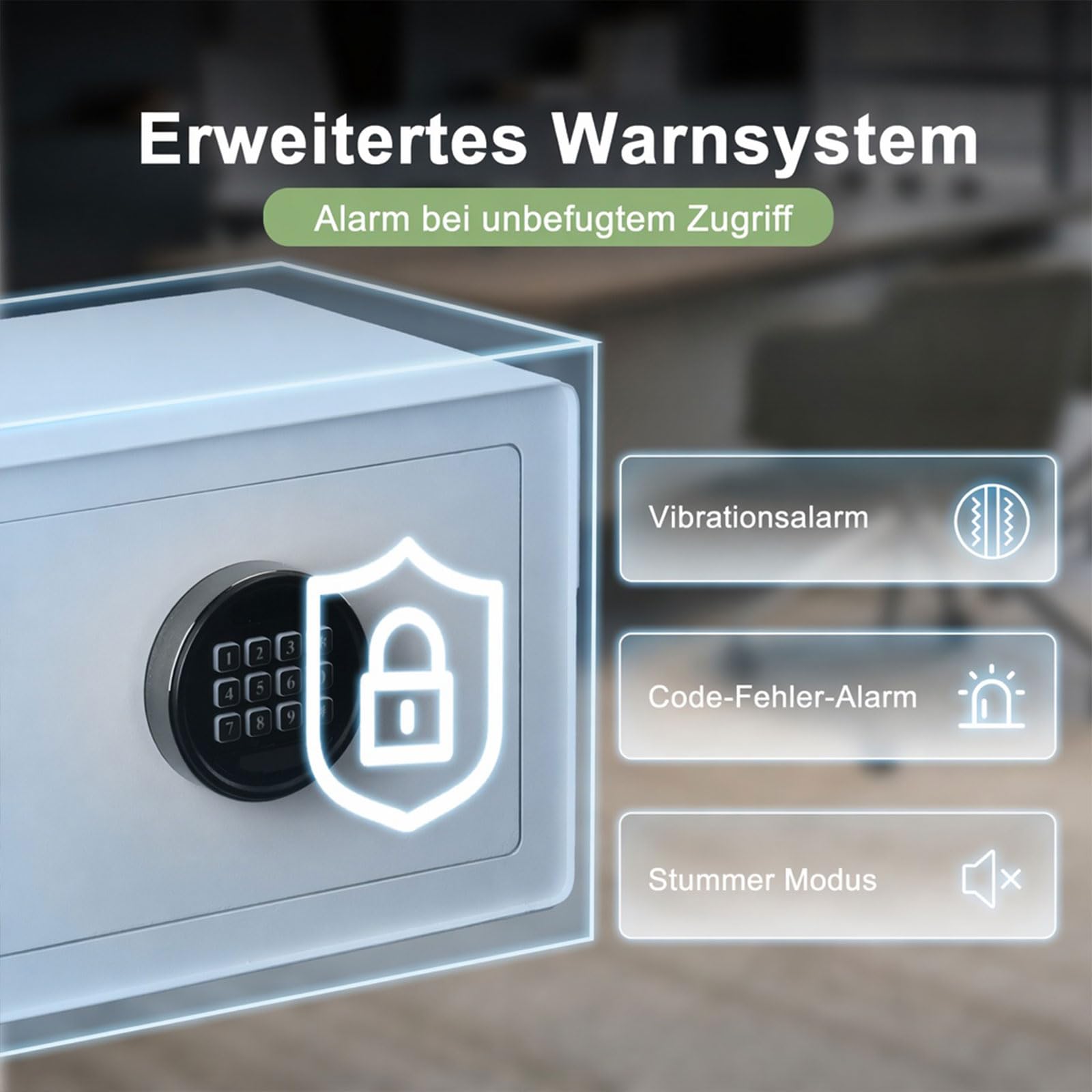 Caja fuerte de 22 litros para el hogar, caja fuerte ignífuga con teclado digital, caja fuerte para documentos con forro de terciopelo, alarma y luz, fondo extraíble, alta seguridad