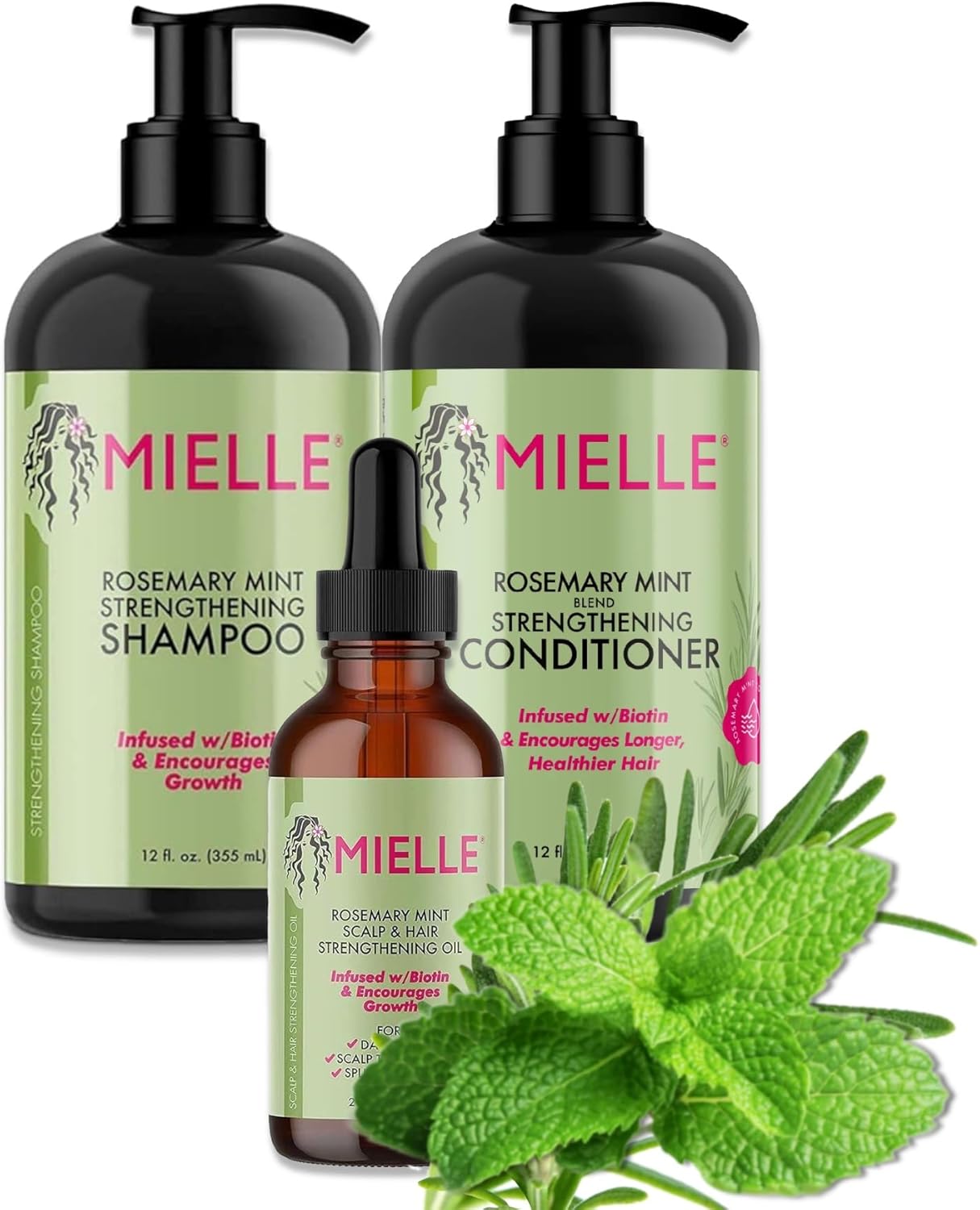 P-Beauty 3-delige set rozemarijnolie, shampoo & conditioner met biotine, haargroei, haarverzorging, hoofdhuidverzorging, shampoo, conditioner en haarolie tegen haaruitval, verzorgingshampoo,
