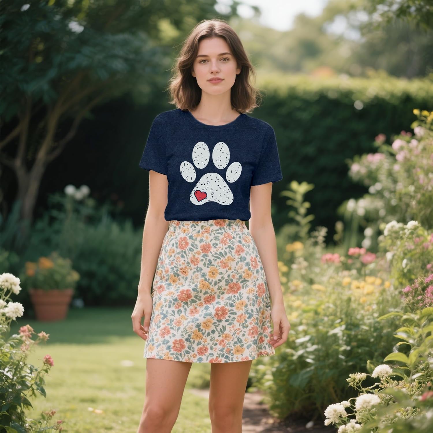 Womens Dog Shirts Easily Distracted by Dogs Tshirt Dog Mom Paw Pet Lover Tee Tops - Image 4