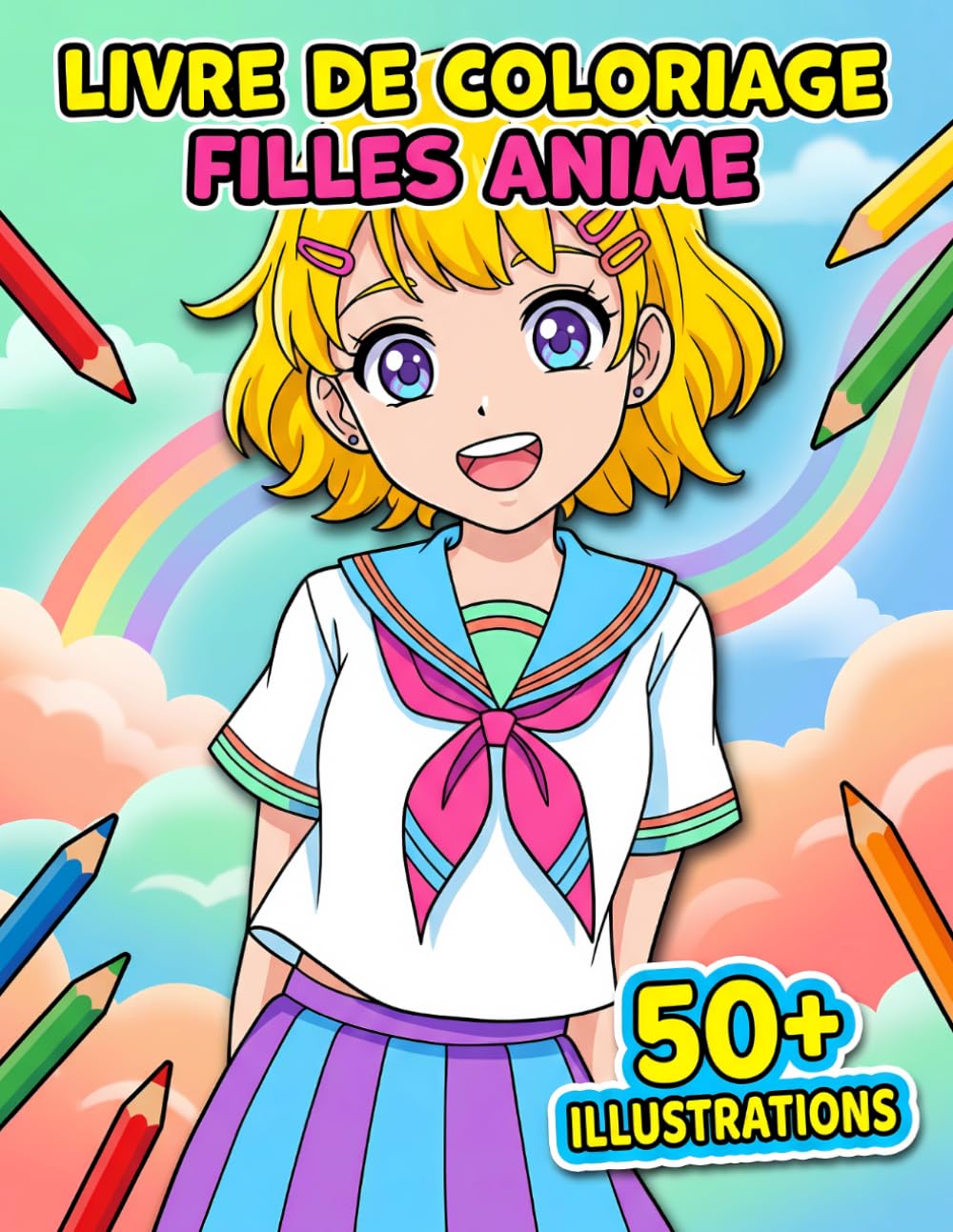 Livre de Coloriage Filles Anime: Plus De 50 Illustrations Mignonnes Et Détaillées Pour Enfants Et Adolescentes – Idéal Pour Se Détendre
