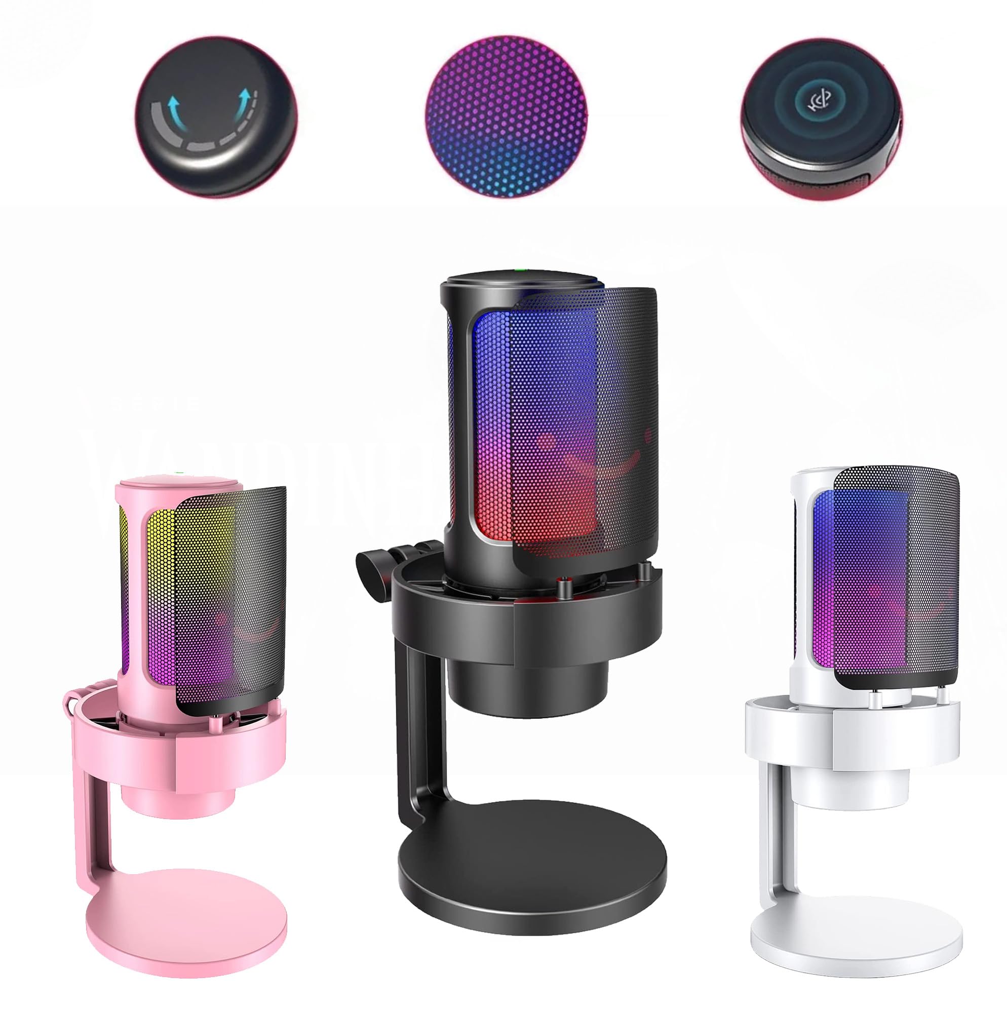 Microfone RGB Condensador Com Conector De Monitoramento De Fone De ...