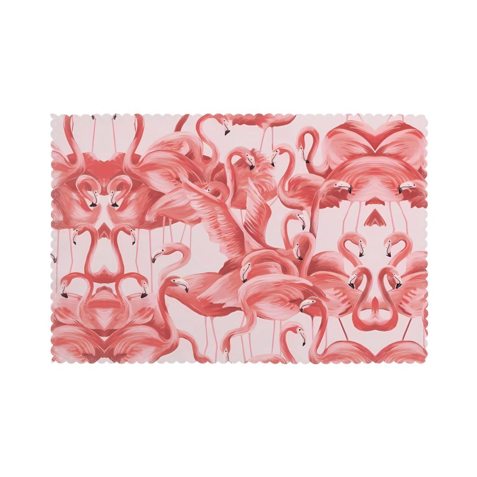 WHJSHOP Flamingo Prints Placemats Set of 6 12x18in - Heat Resistant Table Layers for Homes, Hotels & Stylish Dining