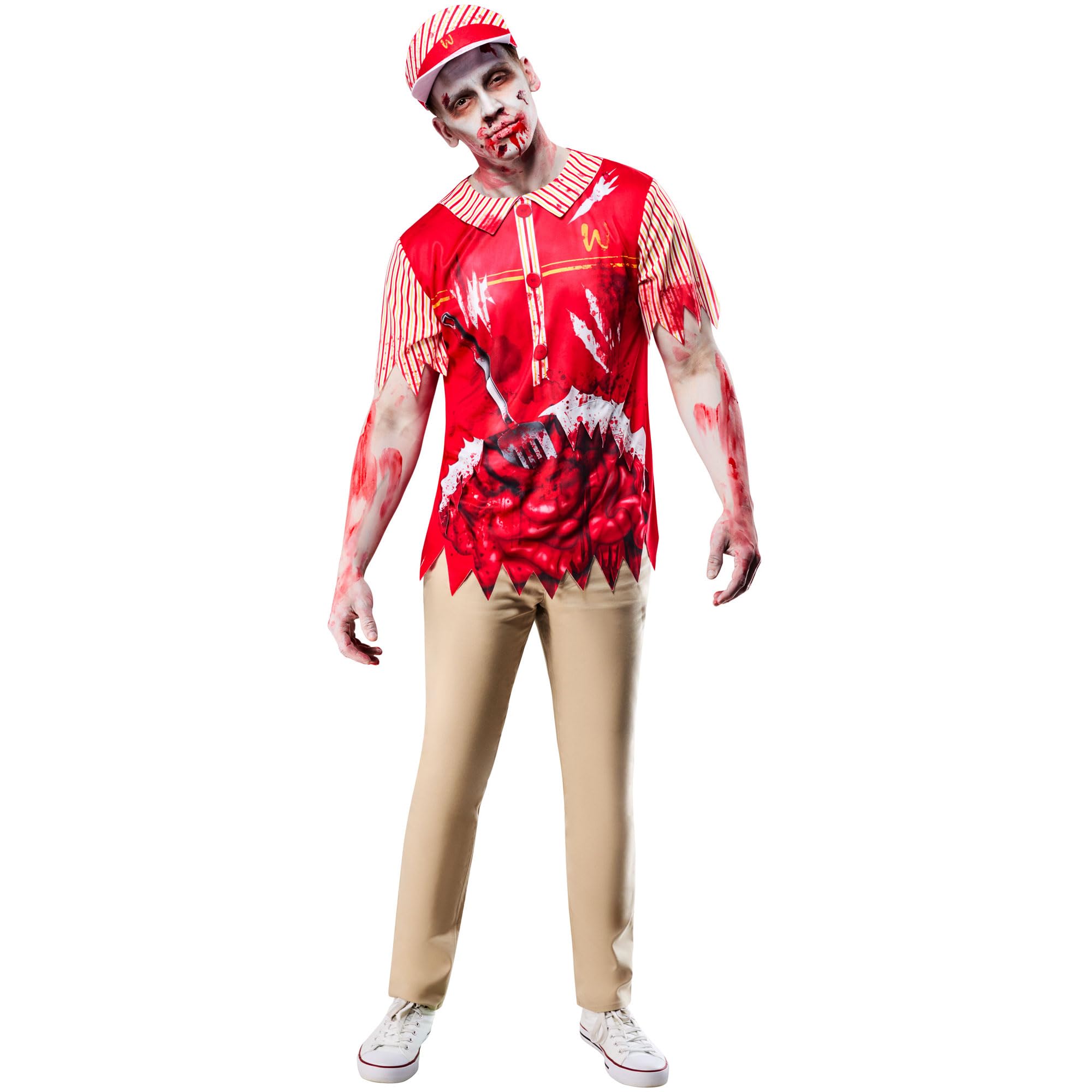 Rubies Official Adult Zombie Burger Worker, Size XLarge Halloween, Multicoloured, XLarge Chest 47"-119cm