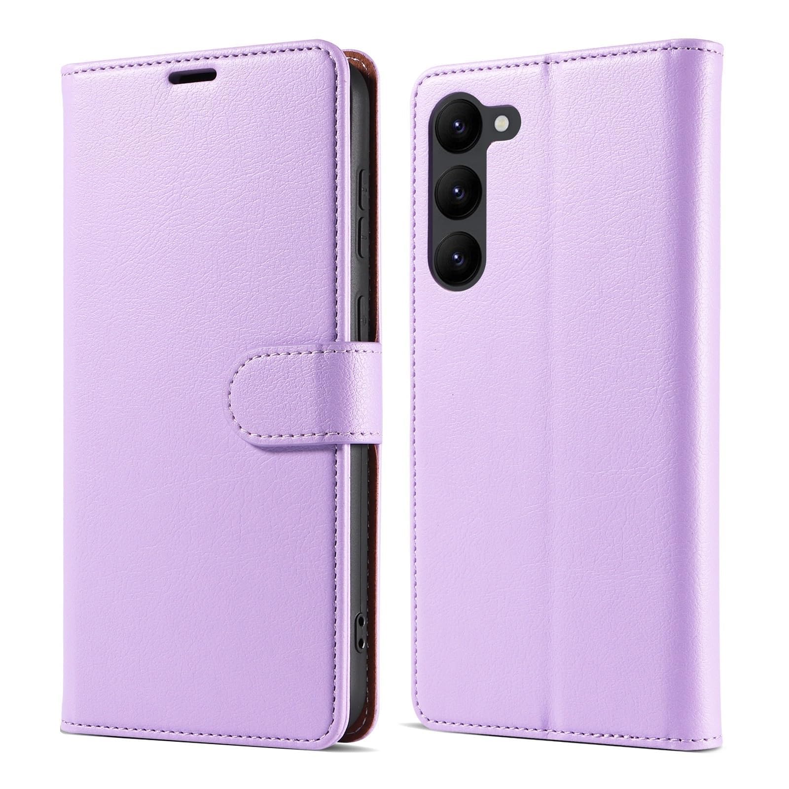 Funda Tipo Cartera para Samsung Galaxy S24/S24 Plus/S24 Ultra, Funda magnética de Piel sintética con función Atril, Funda Suave al Tacto con Ranura para Tarjetas,S24,Purple