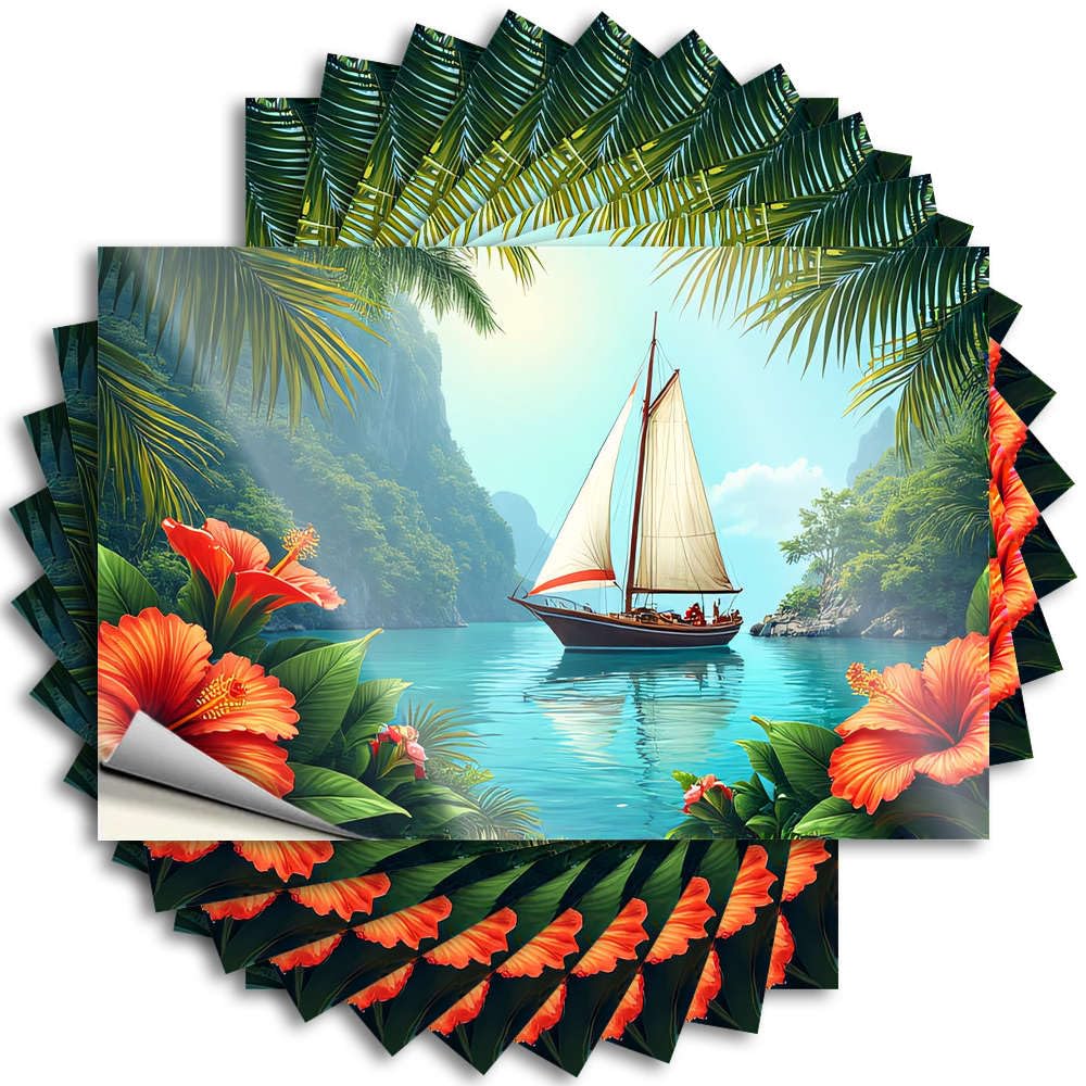 Feminist Funny Sticker, Dorm Decorations Helmet Sailboat On Tranquil Tropical Lagoon | Funny Quote Essentials Decals(12X18CM)