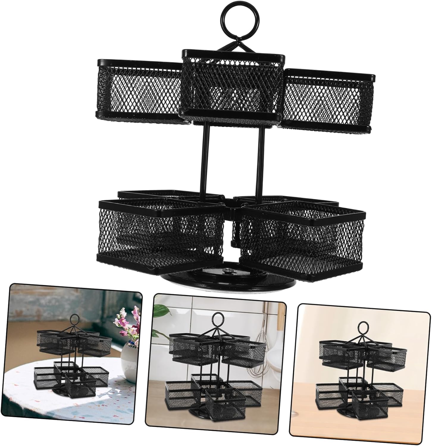 Ciieeo 360degree Tea Bag Rack Tea Bag Plate Organize Box Storage Holders for Countertop