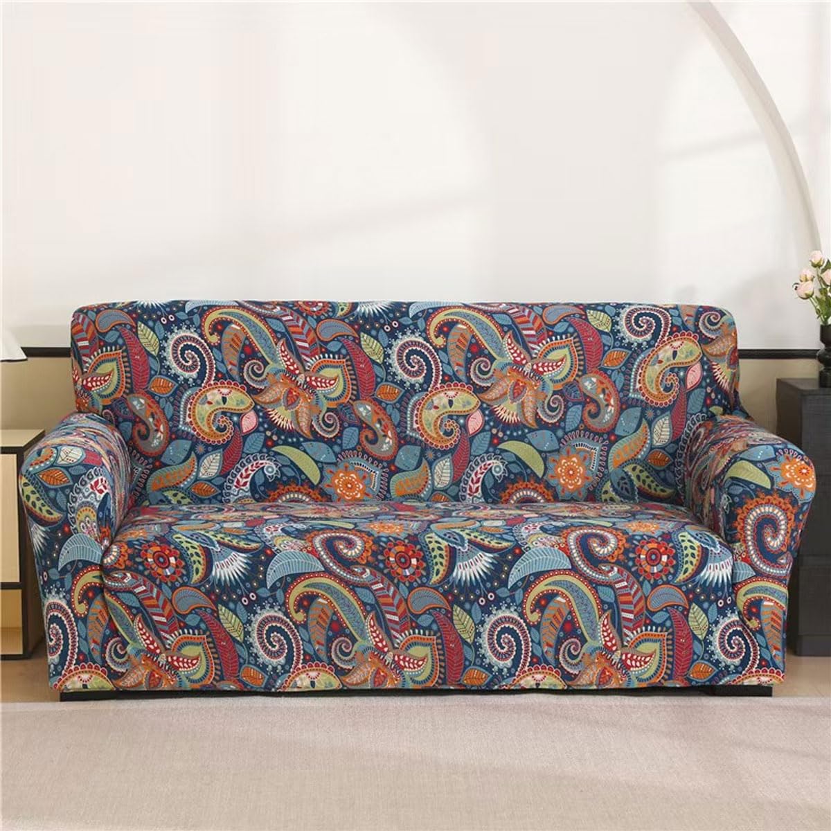 Snqzo L High Stretch Sofa Cover 1 2 3 4 Seater Super Soft Sofa Slipcover Printed Spandex Couch Cover Universa Fitted Sofa Slipcover Washable Elastic Fabric Furniture (Size:2 Seater(145-185Cm),Color:l)