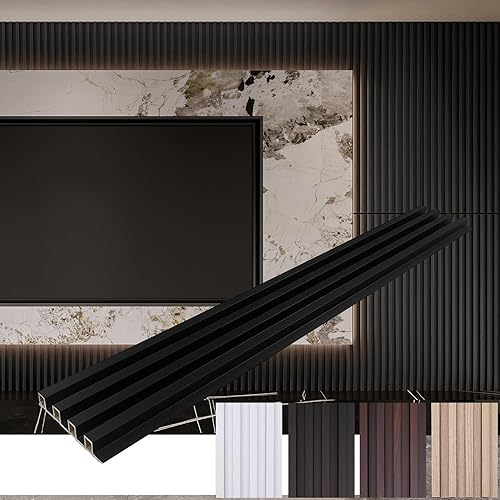 Yutianli Paquete de 6 paneles de pared de listones 3D WPC para paredes en relieve de roble blanco texturizado de madera de plástico compuesto de