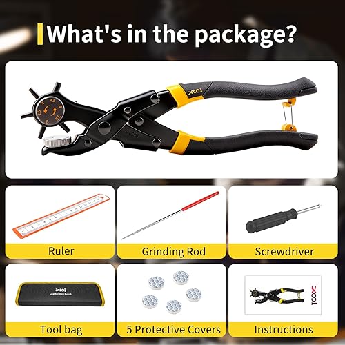 Miniatura 66 de XOOL Kit de herramientas con ojales, herramienta de perforación de artesanía en cuero, 1/2" y 3/8