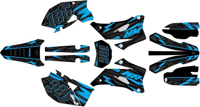 Graphics Kit for Yamaha WR450F 2007-11 and WR250F 07-13 TWITCH Series Cyan 21 Mil - Dirt pit bike motorcycle sticker, dirtbike racing decal motocross accessories no-plastics