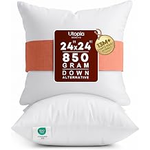 Utopia Bedding Throw Pillows Insert Pack of 2, White - 24 x 24 Inches Bed and Couch Pillows - Indoor Decorative Pillows