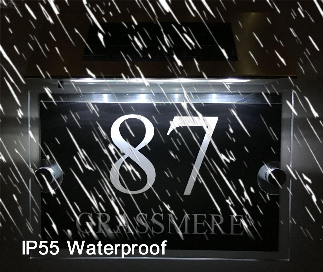 Aazon.co: Personalised Solar LED Light House Nubers Plaques,Custo Outdoor Door Signs Odern