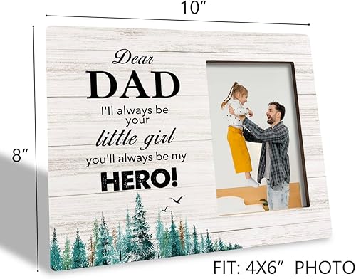Miniatura 3 de Marco de fotos con texto en inglés "To Dad I'll Always Be Your Little Girl You'll Always Be My Hero", regalo de marco de fotos de madera, regalo de