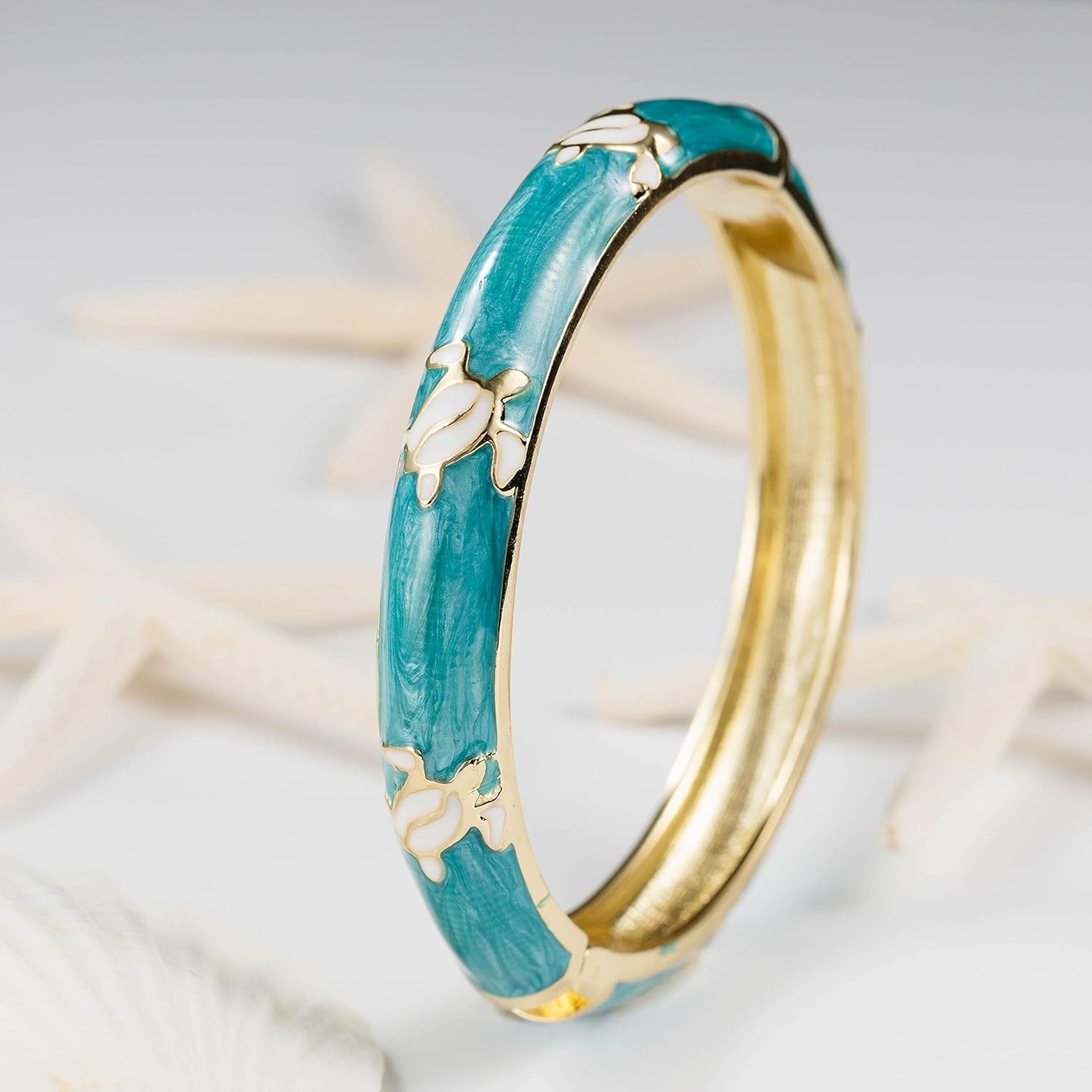 Hawaiian Turtle Hinged Clasp Fashion Enamel Bangle Bracelet