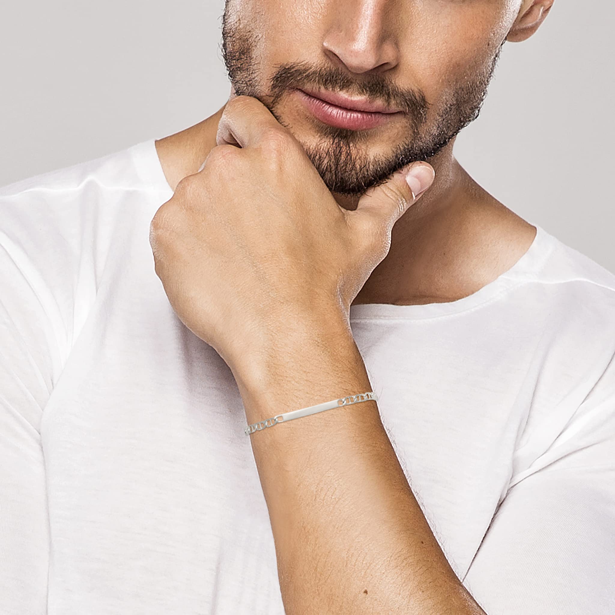 Tata Gisèle - Pulsera de identidad para mujer o hombre, de plata 925/000, malla marina, grabado incluido, embalaje de regalo