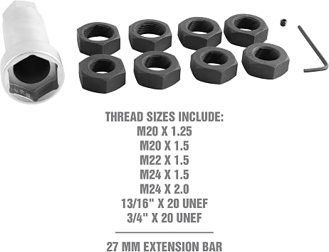 OEMTOOLS 37233 Axle Spindle Rethreading Tool Kit, Thread Repair Kit for Damaged Axle Spindles, Metric and SAE Thread Chaser Kit for Universal Fit, Green Case