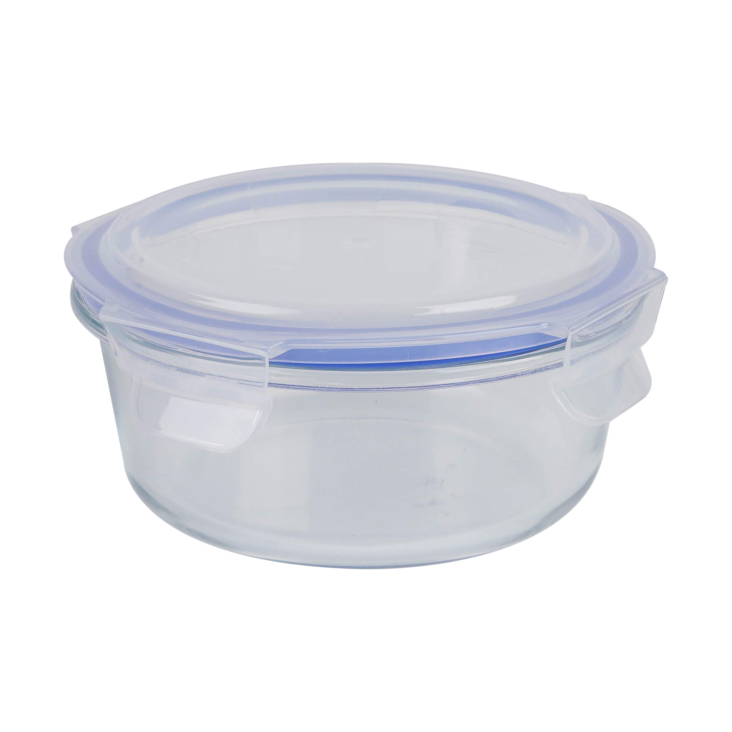 axentia Glass Food Storage Container, Clear/Blue, Approx. 600 ml, 5