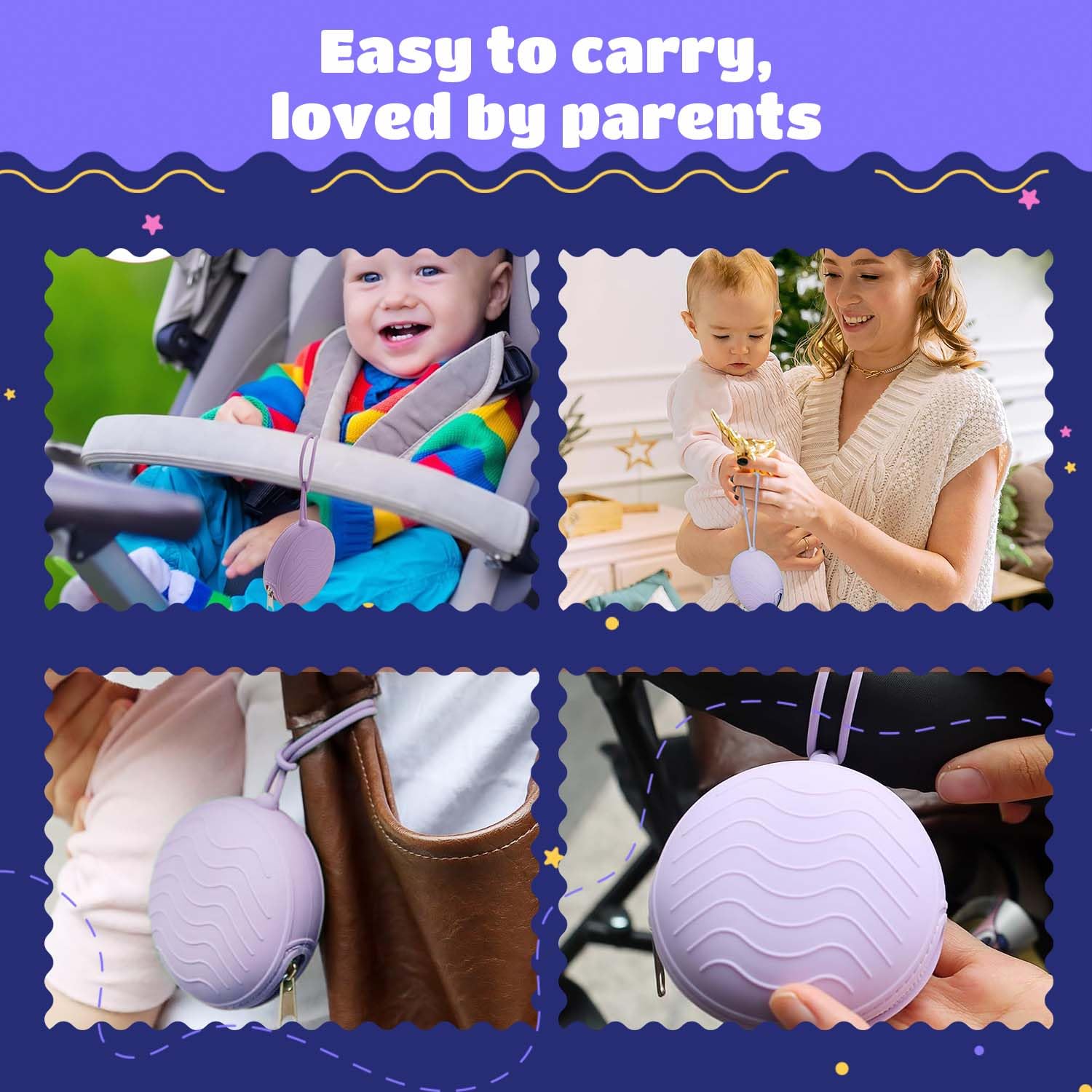 Homeaura Silicone Baby Pacifier Holder Case with Handstrap – BPA-Free Round Pacifier Storage Pouch for Newborns | Portable Waterproof Organizer for Diaper Bag, Travel & Stroller 2