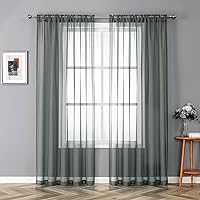 Vista 18 de JUSPURBET 2 cortinas traslúcidas para ventana, panel de cortina semitransparente sólido de lujo para sala de estar, dormitorio al aire libre, 59 x