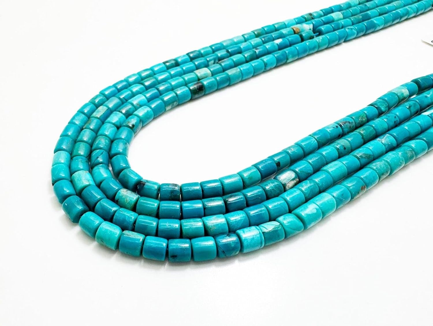 Perfect Gems - Genuine Natural Arizona Kingman Turquoise 4mm Tube Beads, Blue Gemstone Smooth Rondelle Heishi Spacer Beads for Jewelry Making, Full Strand