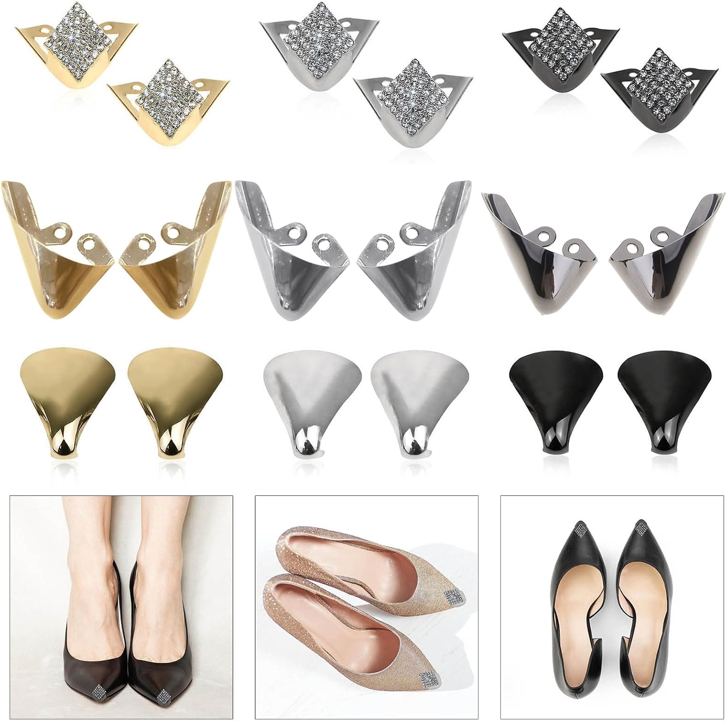 2Pcs High Heel Tip Covers Shoes Tip Protectors High Toe Caps Metal Pointed Protector for Repair Covers