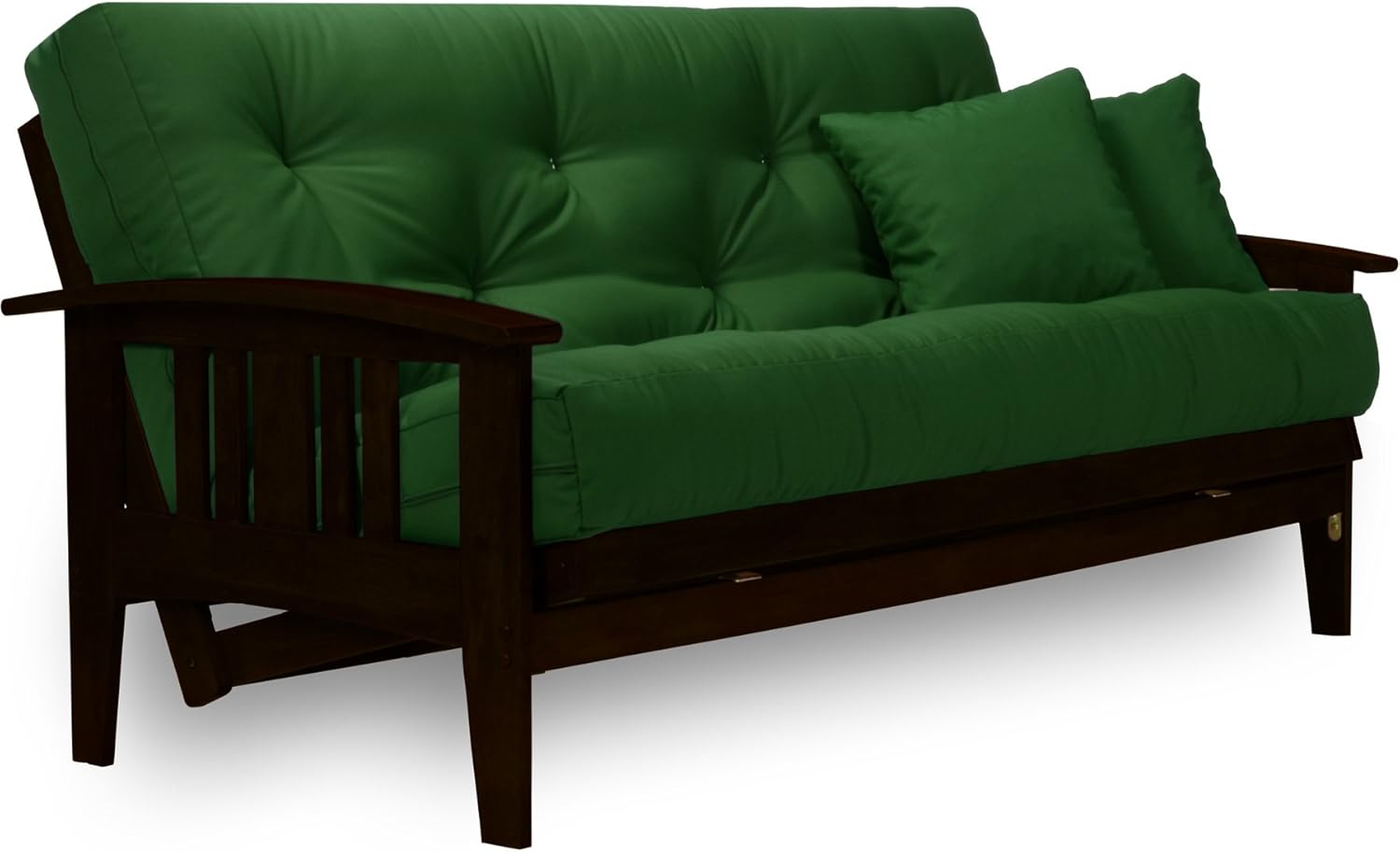 Nirvana Futons Westfield Complete Futon Set - Espresso Finish (Warm Black) – Large Queen Size, Mission Style Wood Futon Frame with Mattress Included (Twill Black), More Mattress Colors Available