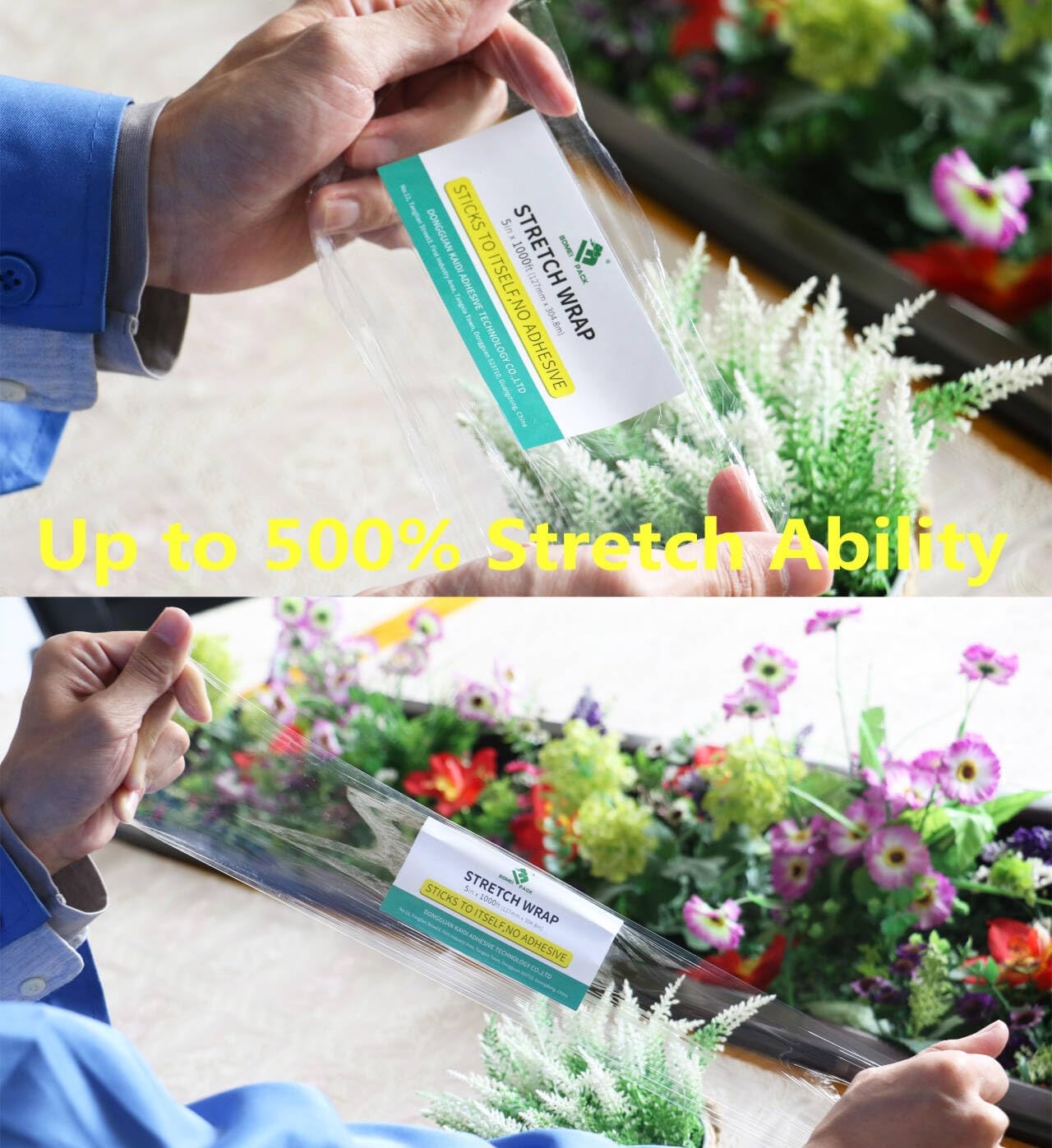 BOMEI PACK 6 Pack Industrial Replace Mini Clear Stretch Wrap 5" 1000ft 80 Gauge for Pallet Wrap, Durable Self-Adhering Plastic Wrap for Packing, Moving, Heavy Duty