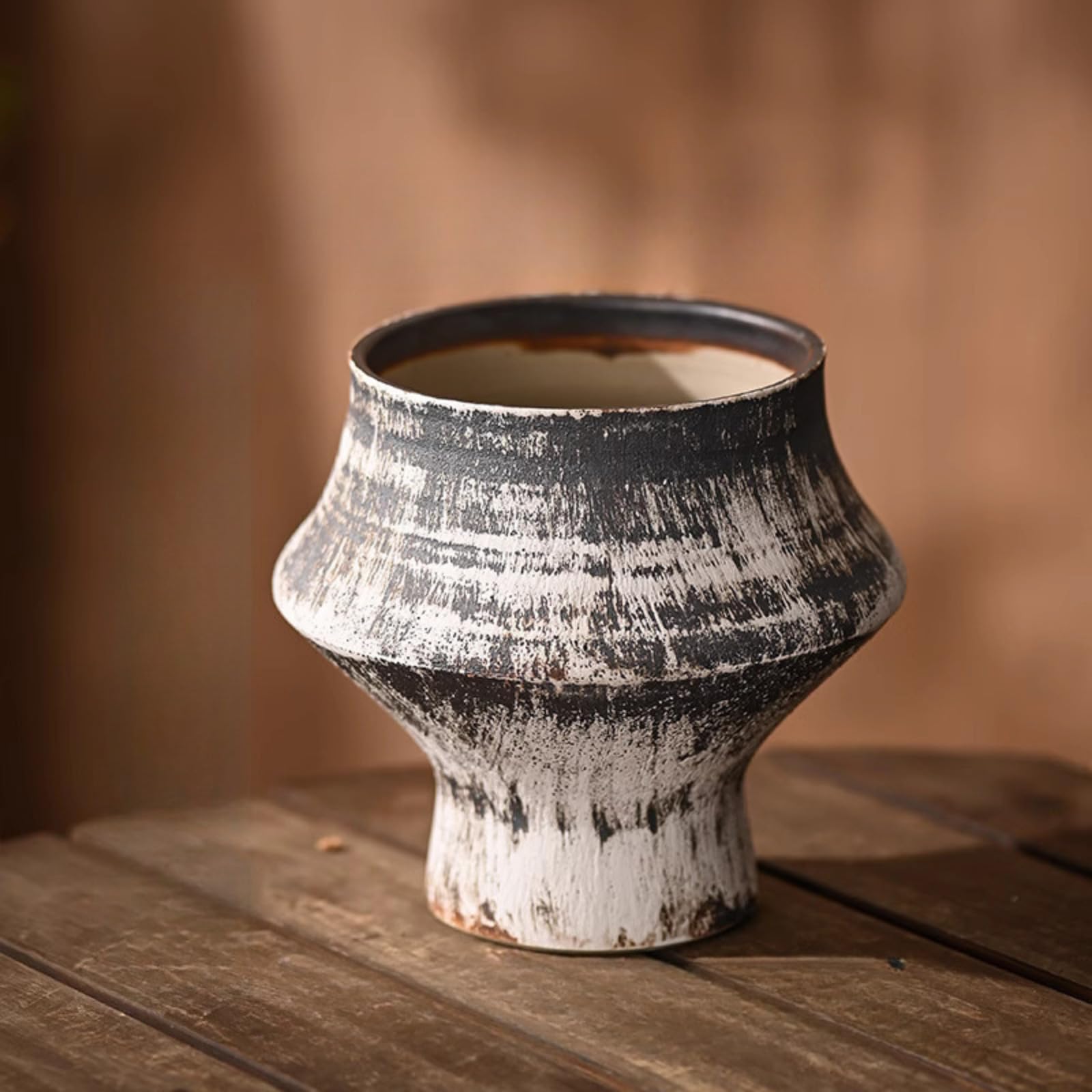 Décoration de salon zen avec le pot de fleurs en céramique style chinois 17 cm pour plante