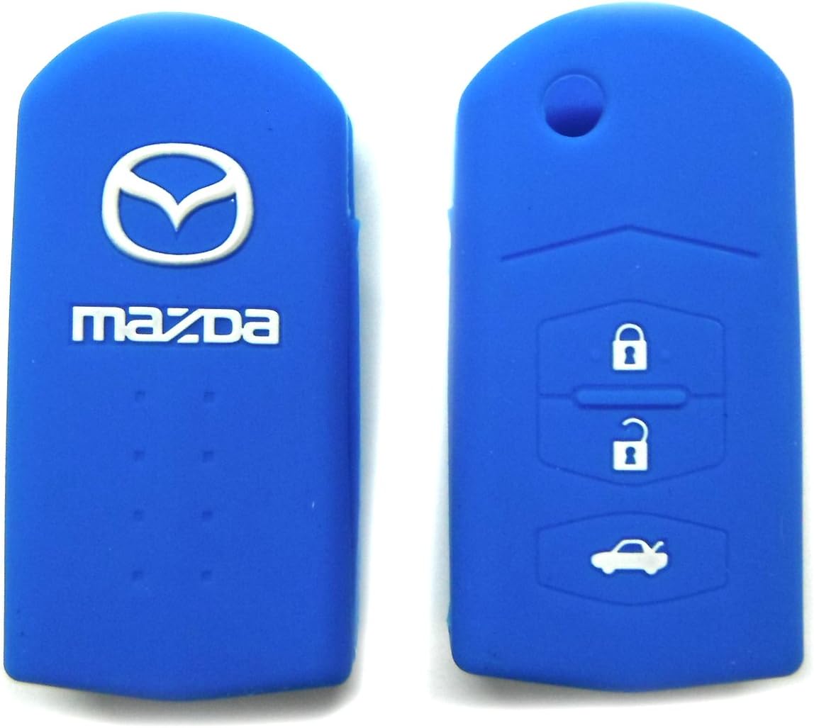 Blue Mazda Remote Key Silicone Cover 3 Buttons Case Holder (Single Pack) for Mazda 2