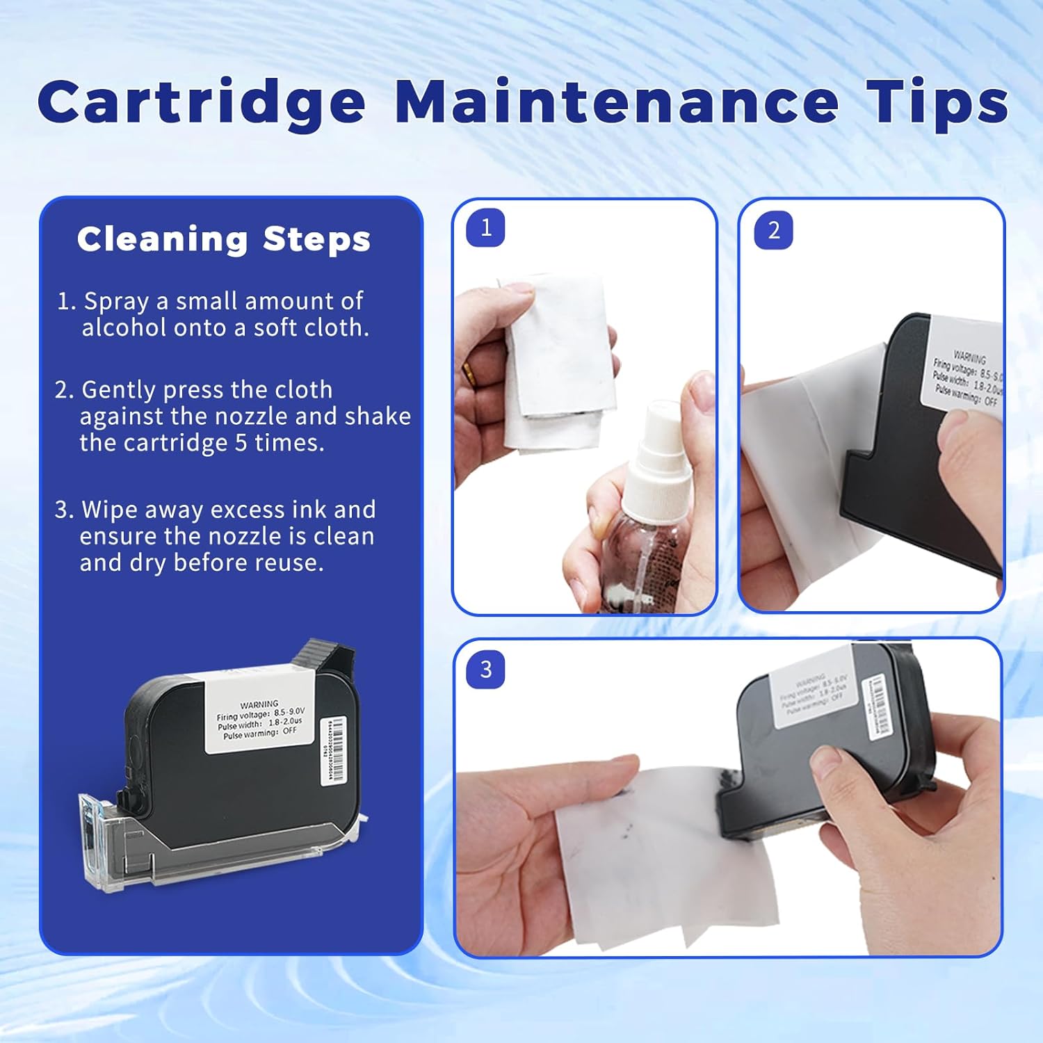 JWM Handheld Inkjet Printer, Multifunctional Handheld Printer Gun with 42ml Quick-Dry Ink Cartridge, 0.5 Inch Print Height, for Text/Logo/Date/Time on Planes and Curved Surfaces, 600DPI