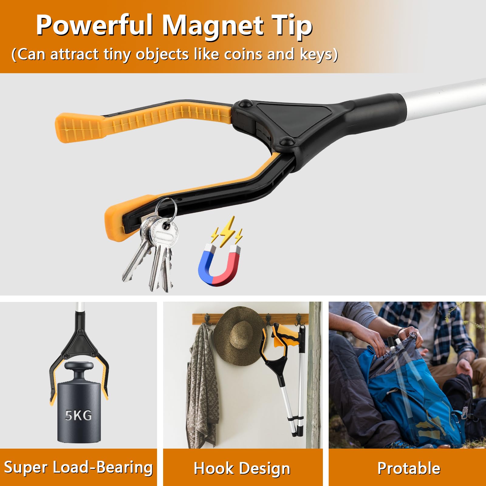 Pinza Telescopica Pieghevole 82 Cm - Per Raccolta Oggetti, Blu