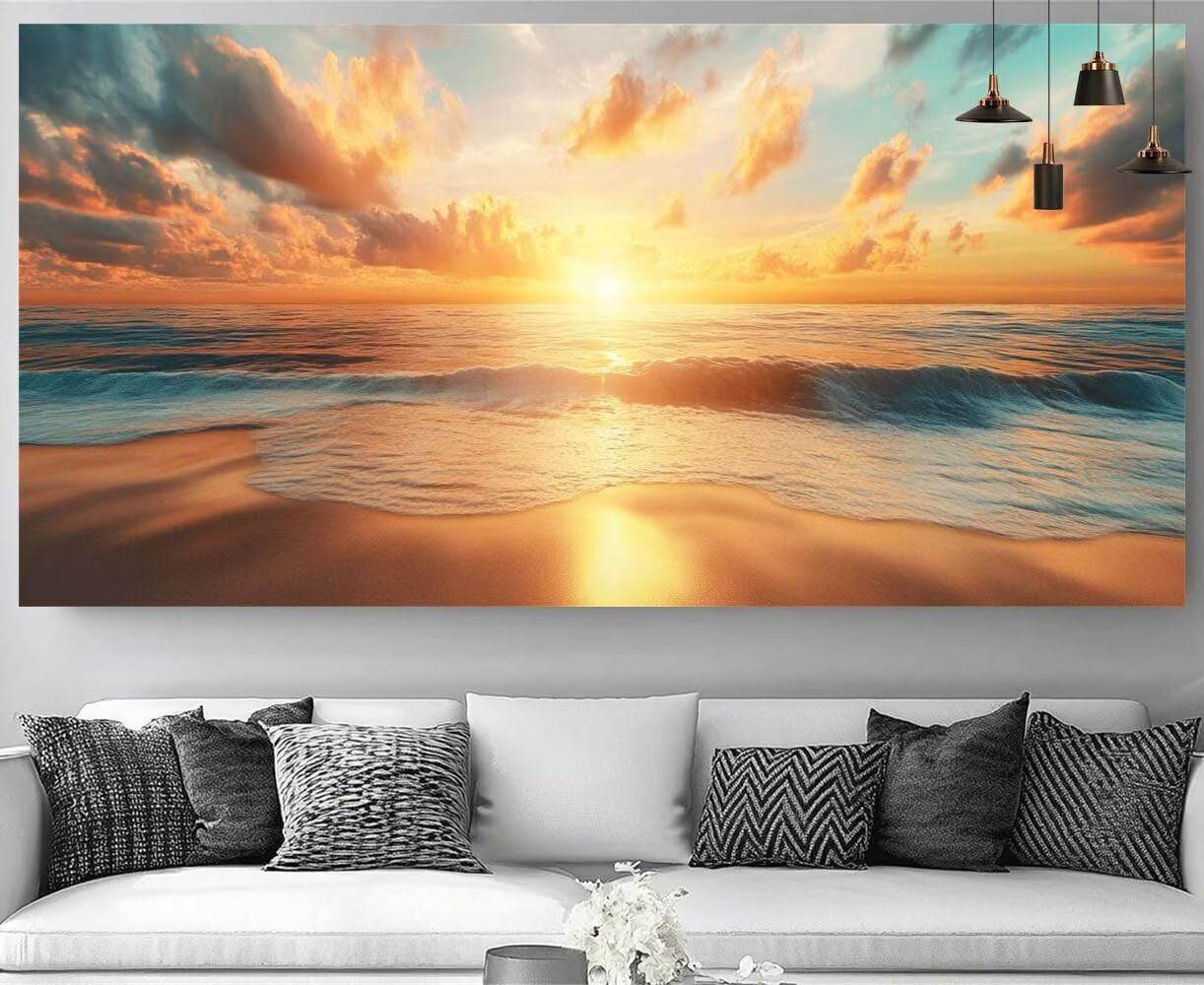 Tableau Strass Diamant Canevas Débutant avec Motif Coucher de Soleil - 8
