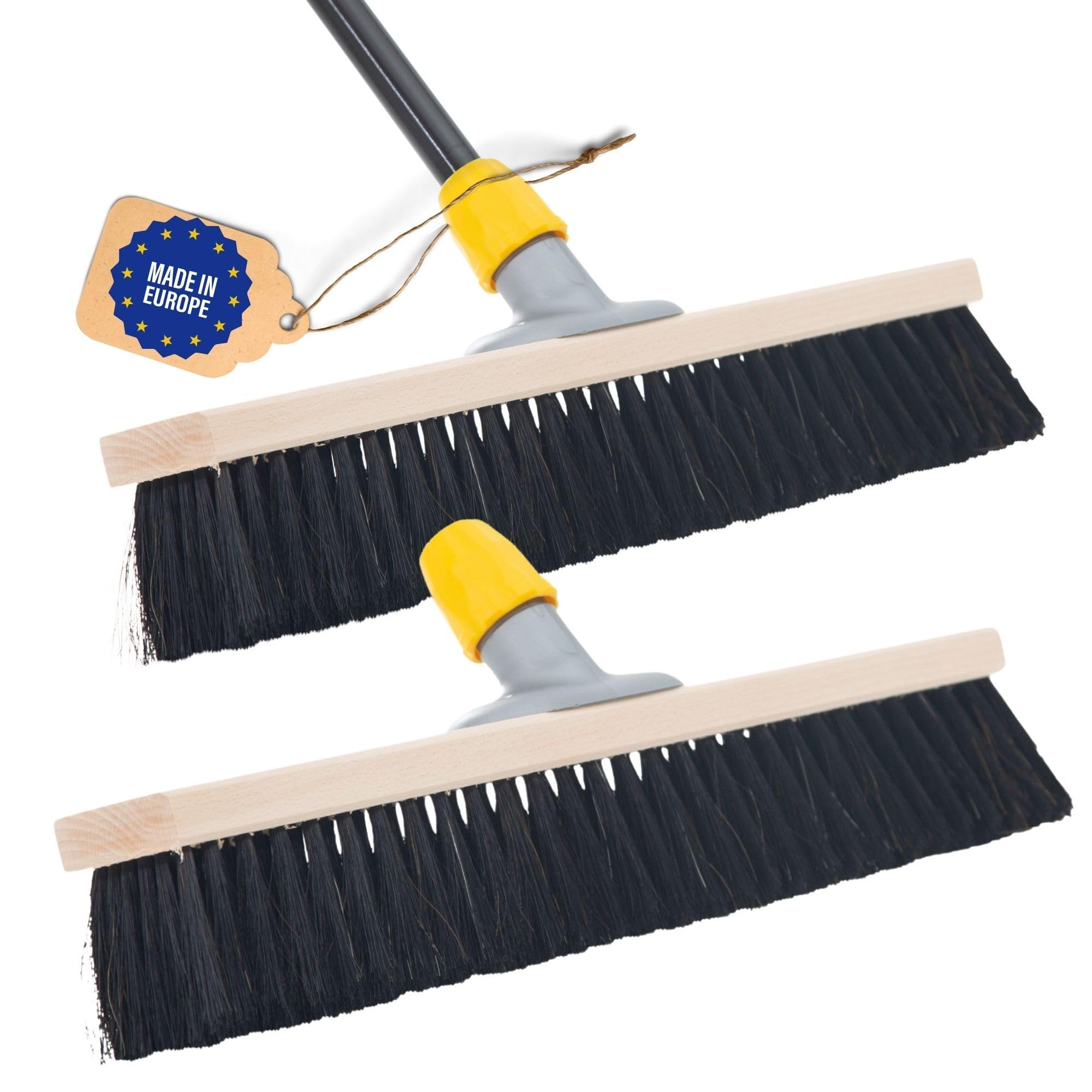 Novaliv Scopa grande, 2 scope da sala da 60 cm, con manico e setole per capelli, ideale come scopa da officina con manico, scopa industriale, scopa per casa, scopa per capelli, scopa grande