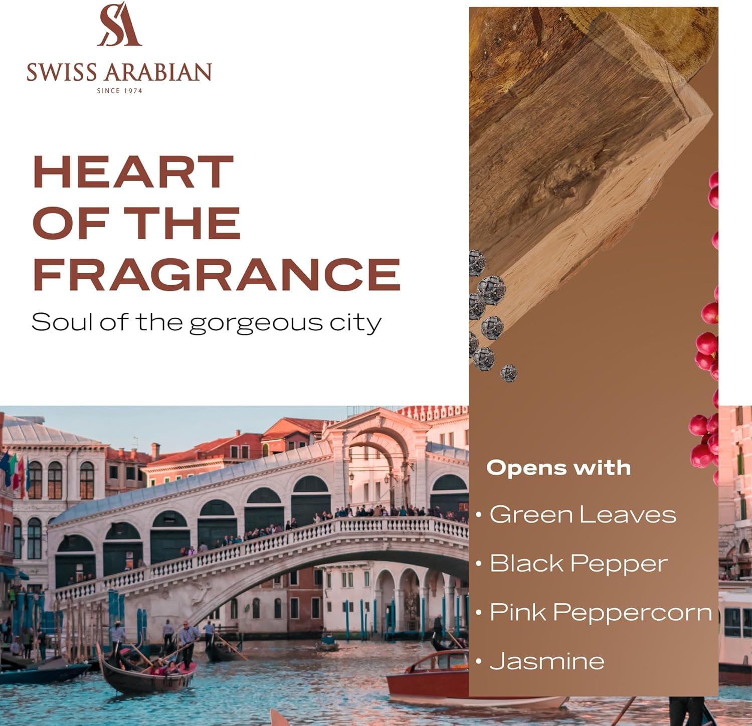 Swiss Arabian Passion of Venice - Arabian Perfume for Women and Cologne for Men - Woody Musk Fragrance - Long Lasting Perfume for Men - 3.4 oz