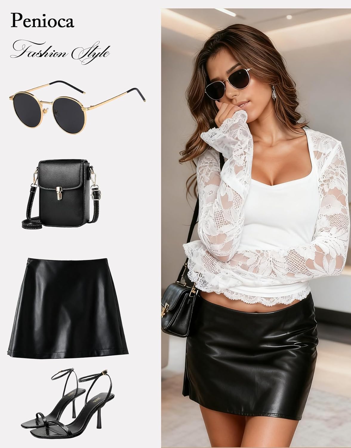 Lace Square Neck Tops for Women, Long Sleeve Lace Trim Floral See Through Top Y2K Going Out Crop Blouse - Image 5