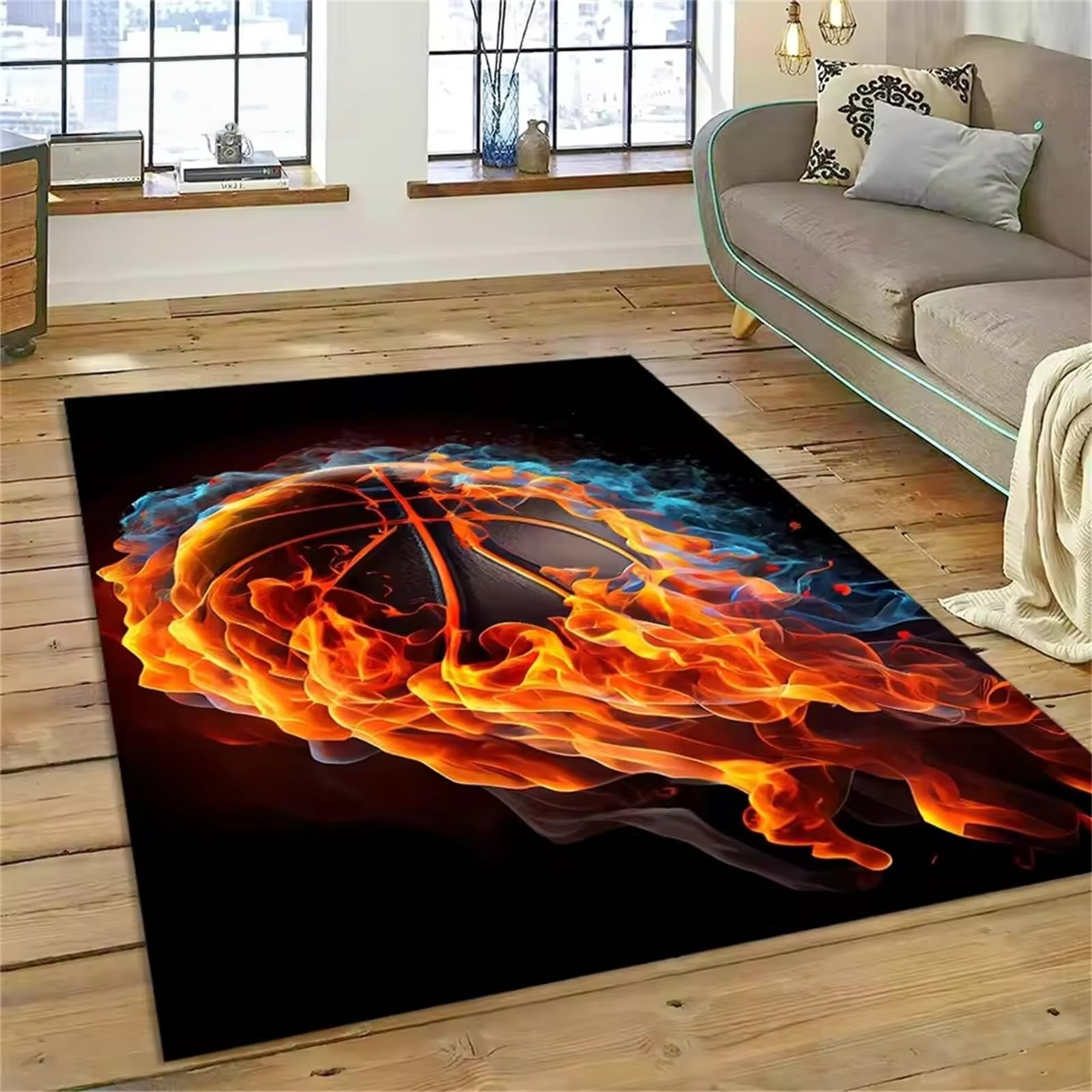 Tapis de salon basket résistant pour chambre enfant et coin gaming