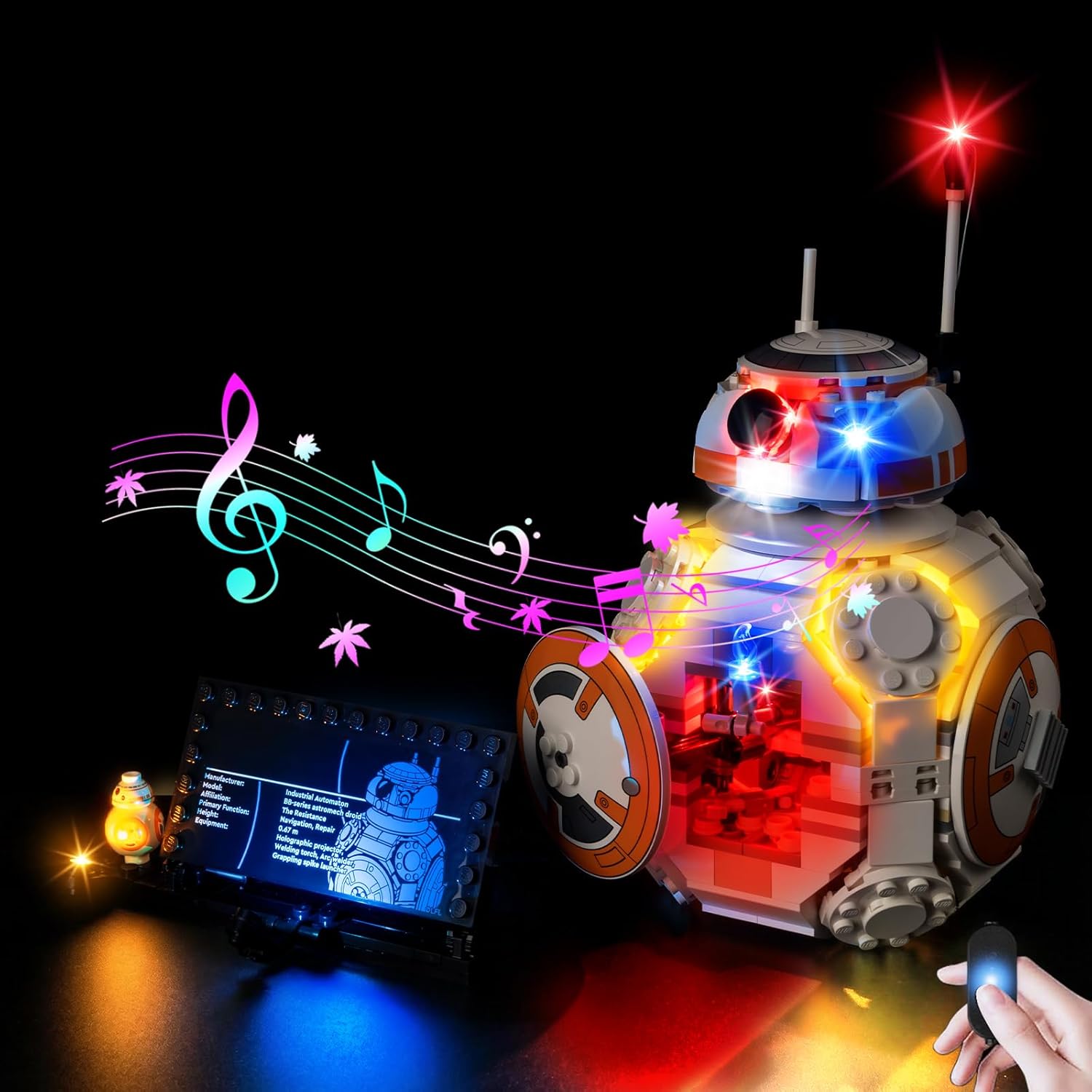 Kyglaring LED Light Kit Compatible with Lego BB-8 Astromech Droid 75452 Building Blocks, Upgraded Original Movie Sound, Lights Only, Model Set Not Included