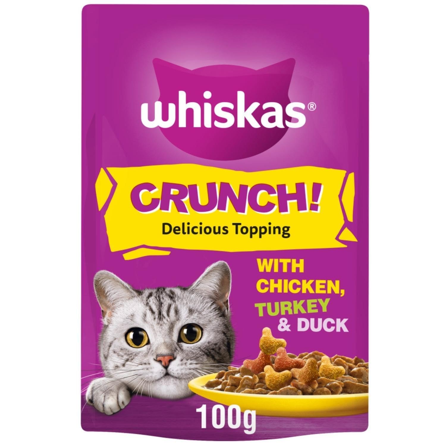 Whiskas Delicious Topping Cat Treats With Chicken Turkey & Duck (1.2kg) 12 x 100g