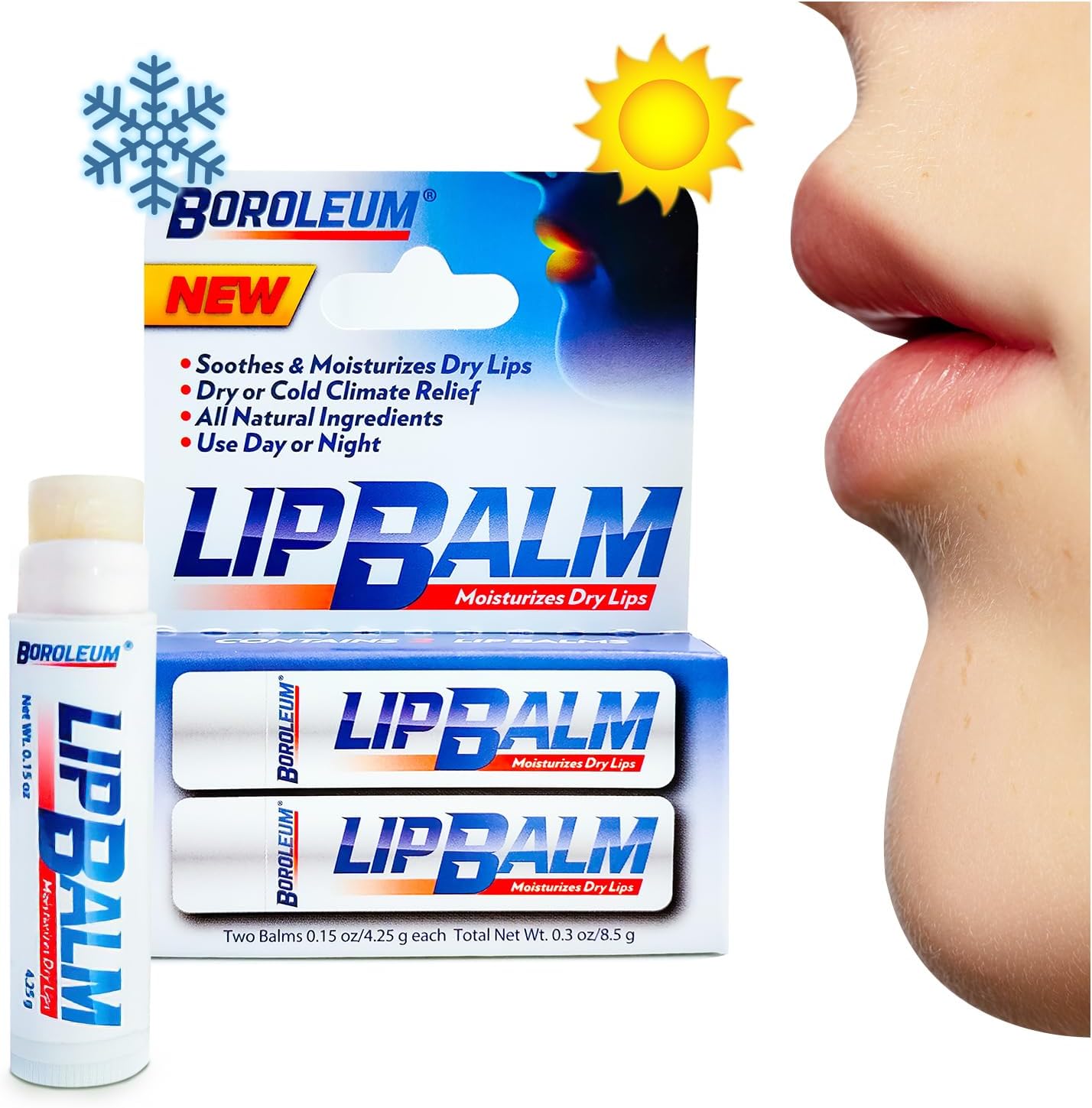 Natural Lip Balm by Boroleum | Best Chapped Lip Moisturizer for Dry Cracked Lips | All Natural Ingredients for Men Women and Kids | 4.25 gr. Tubes, 2 Lip Balms Per Pack